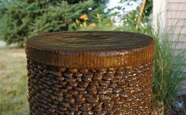 Top View Shimmering Stones Pond less Fountain Optional Fire Canister